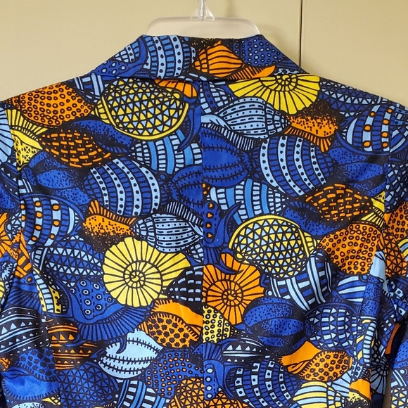 NWT Geometric African Print Blazer - Royal Blue - Picture 5 of 8
